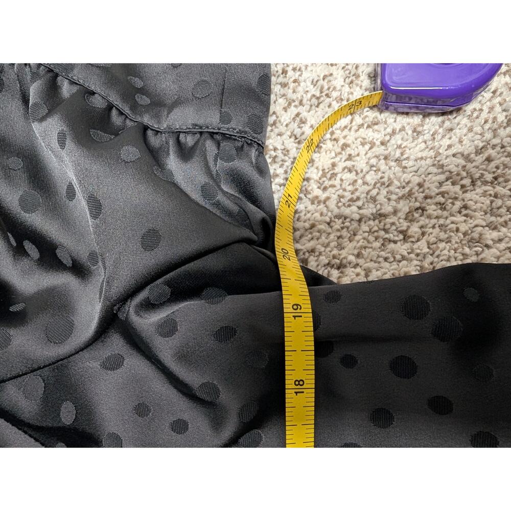 Charles Henry Black Satin Polka Dot Babydoll Bow Dress XL - Picture 7 of 8